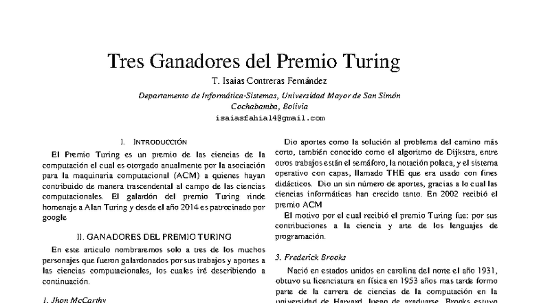 Tres Ganadores del Premio Turing: Contribuciones Clave en Informática ...