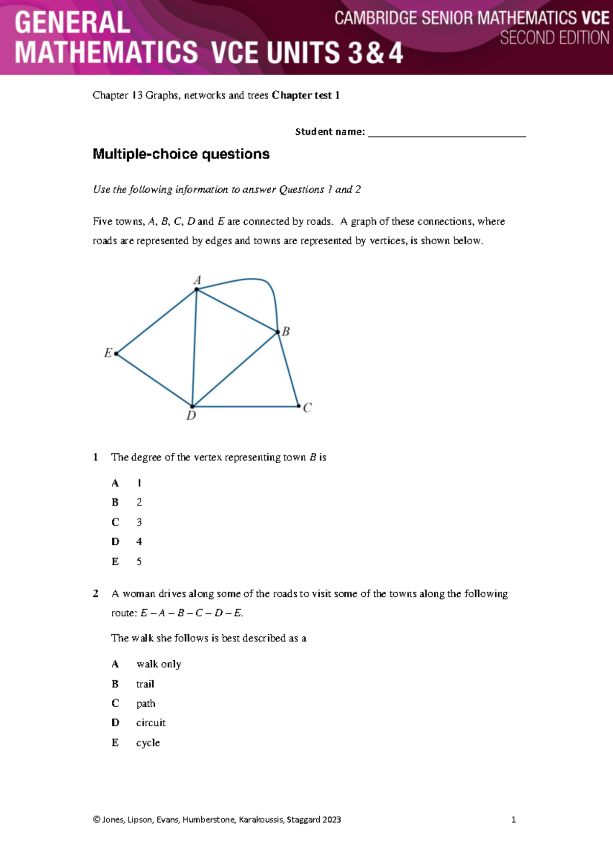 Chapter 13 Test 1: Graphs, Networks, and Trees Analysis - Studocu