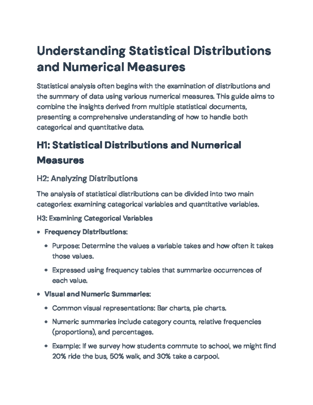 Understanding Statistical Distributions and Numerical Measures Guide ...