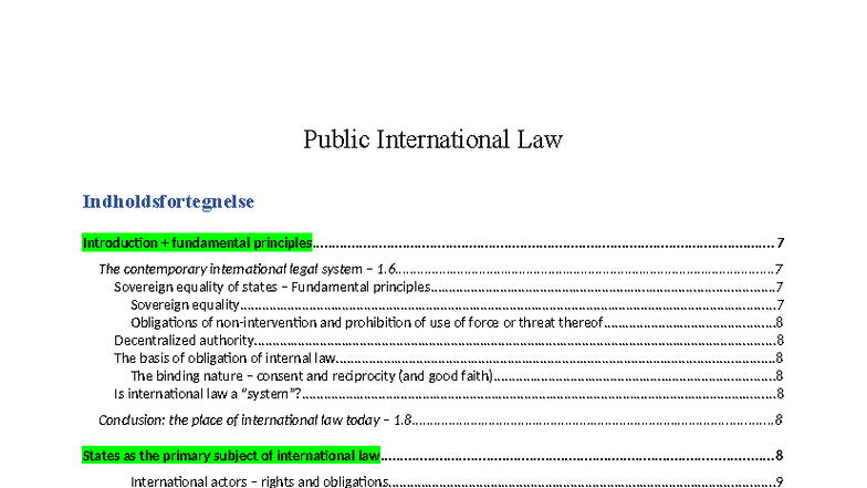 Public International Law Overview and Key Principles - Studocu