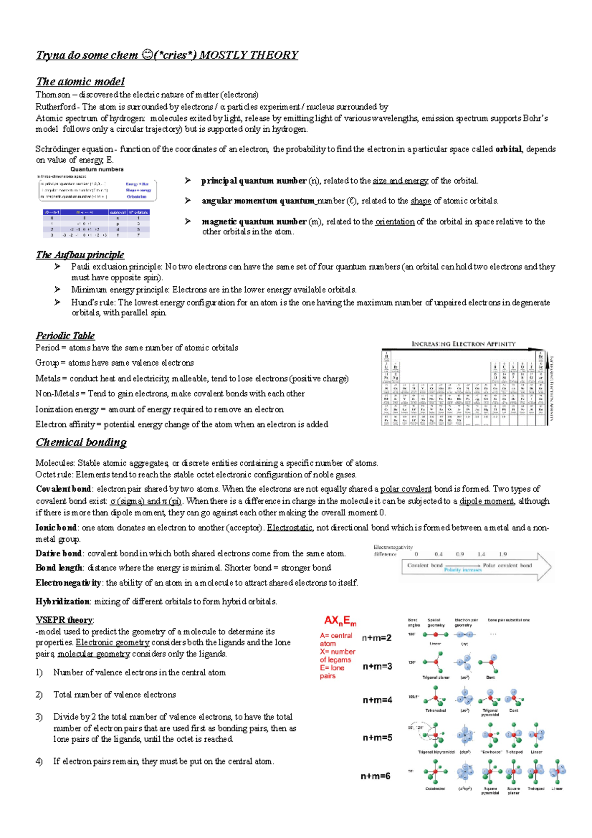 Chemistry 101: Comprehensive Theory & Concepts Study Notes - Studocu