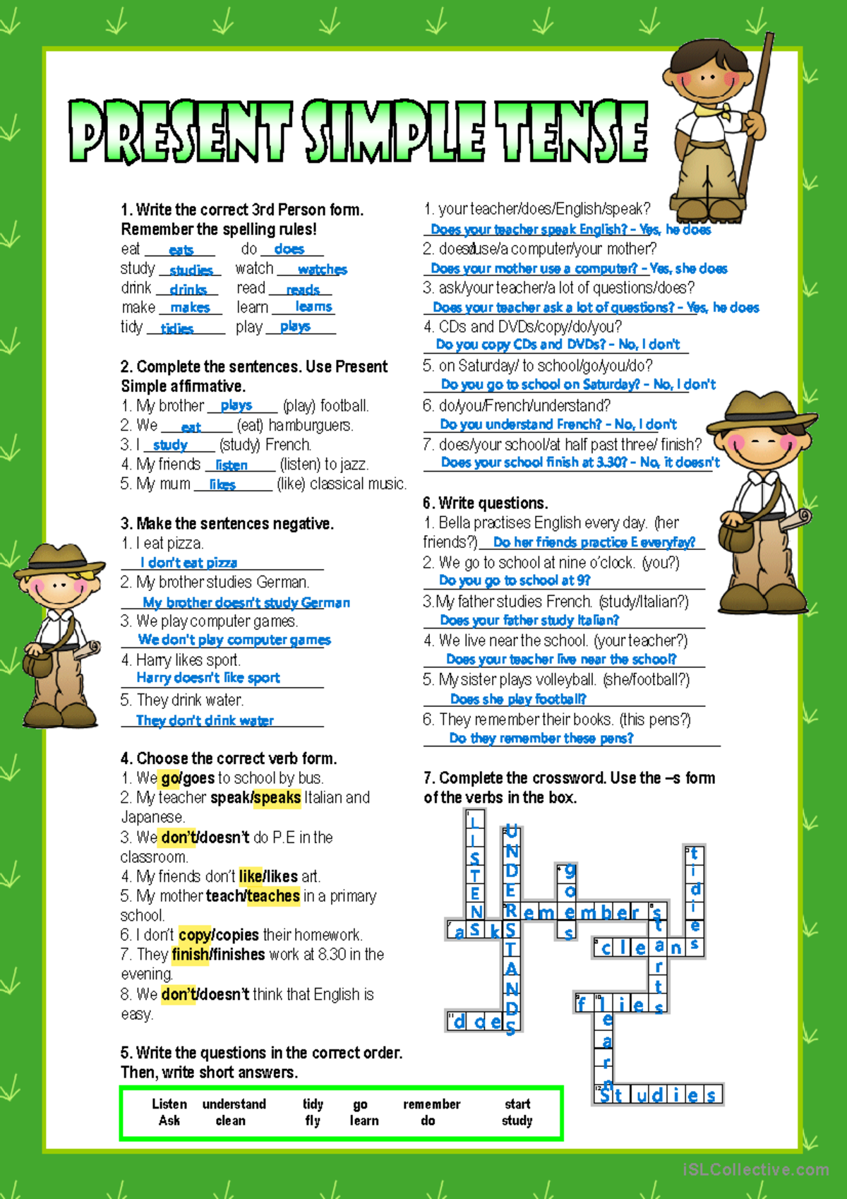 Present Simple - English (ENG101) Practice Exercises and Rules - Studocu