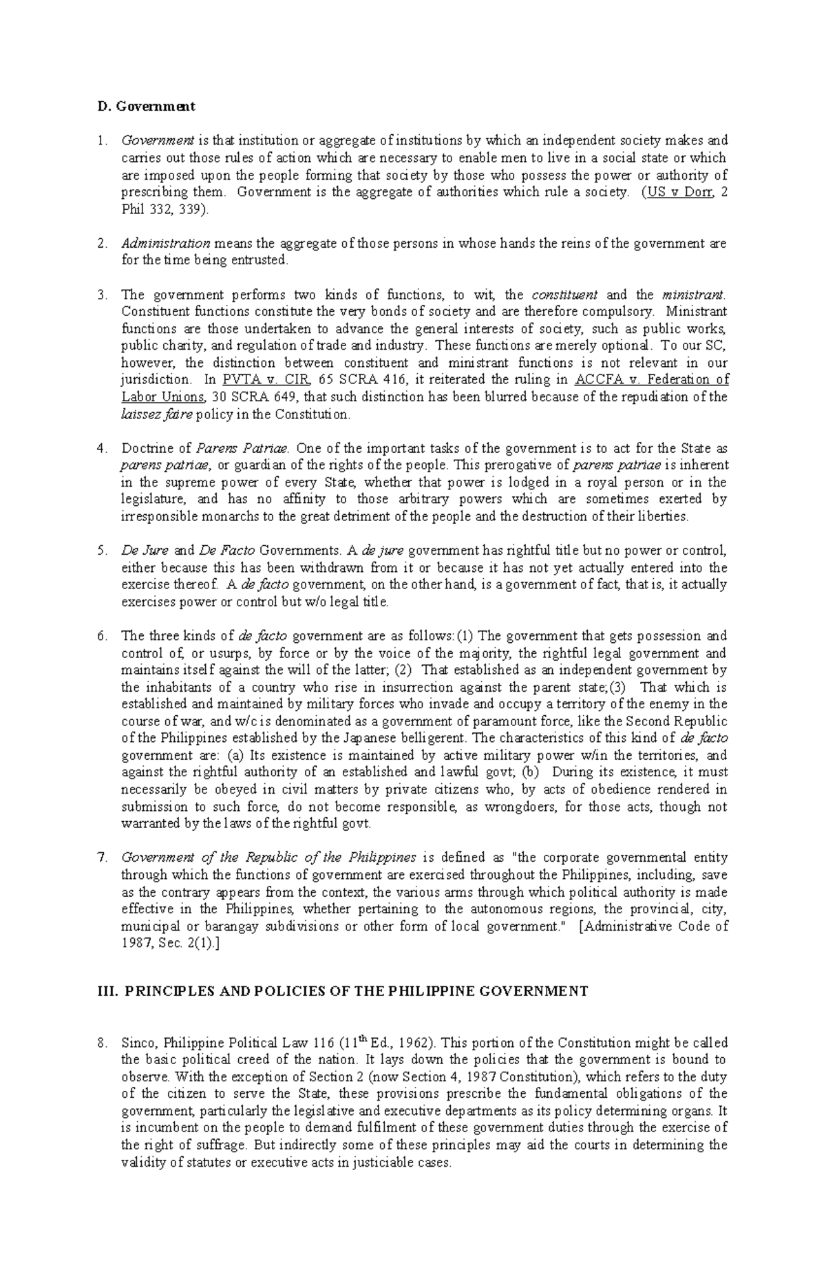 General Principles and State Policies - D. Government Government is ...