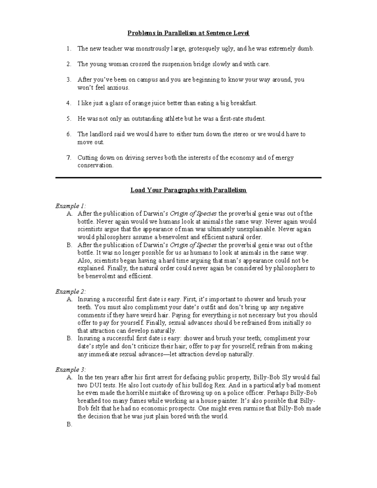 Parallel Structure Problems in Sentence Level Analysis Studocu