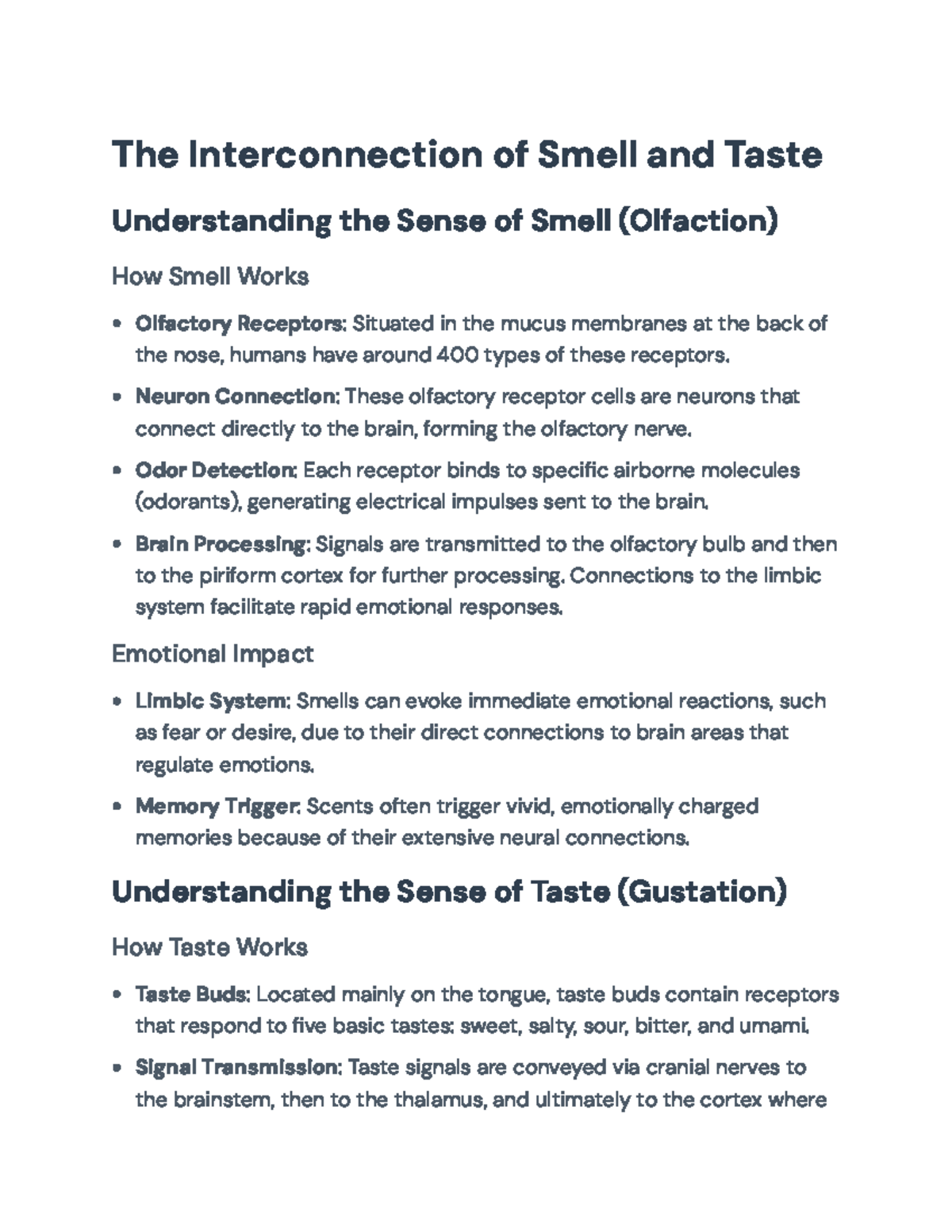The Interconnection of Smell and Taste: Understanding Sensory ...
