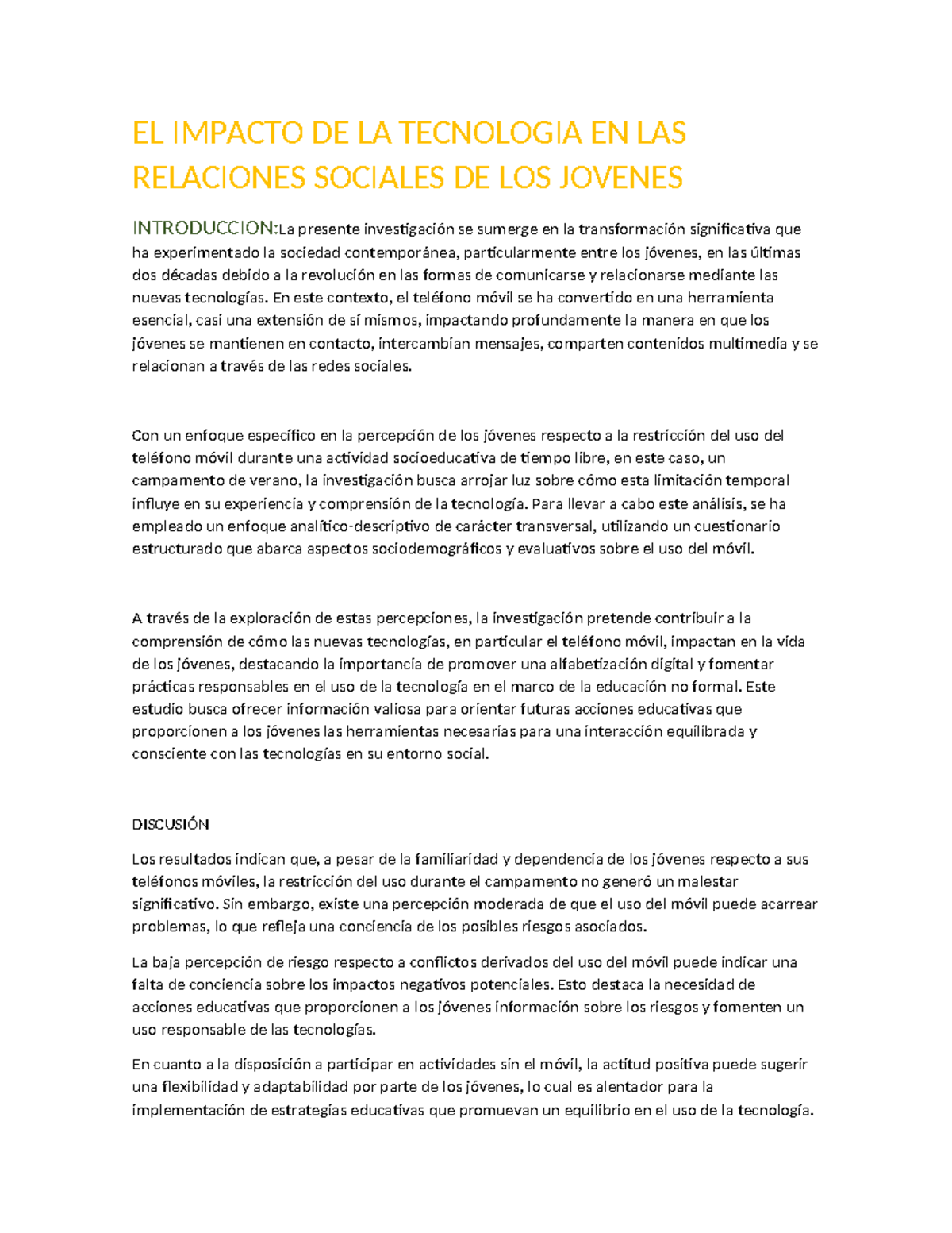 EL Impacto DE LA Tecnologia EN LAS Relaciones Sociales DE LOS Jovenes ...