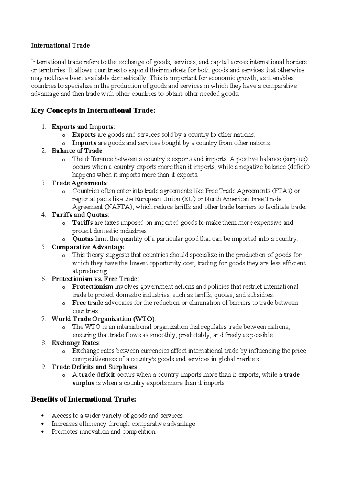 International Trade Concepts - ECON 101 Lecture 2 Notes - Studocu