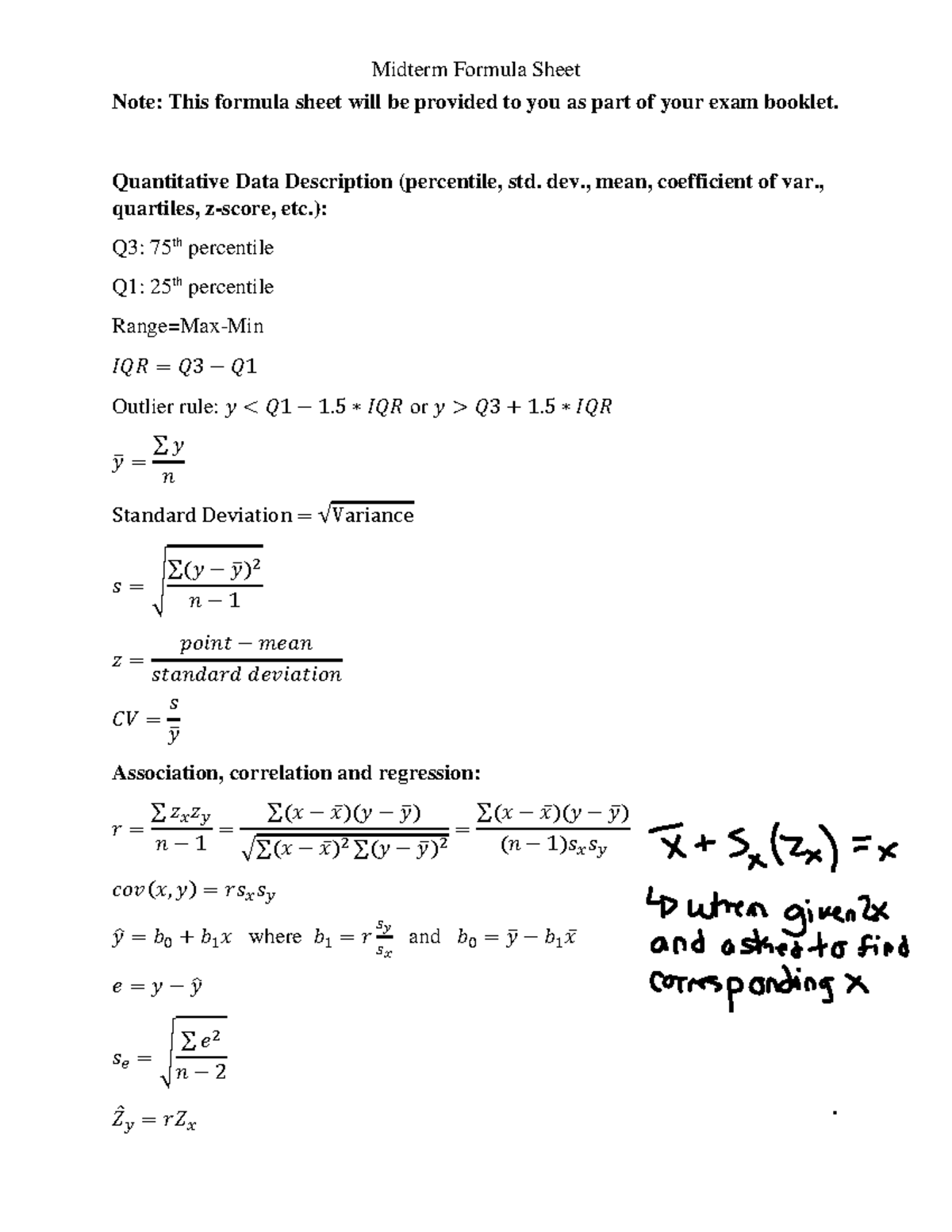 Midterm Formula Sheet - notes - Midterm Formula Sheet Note: This ...