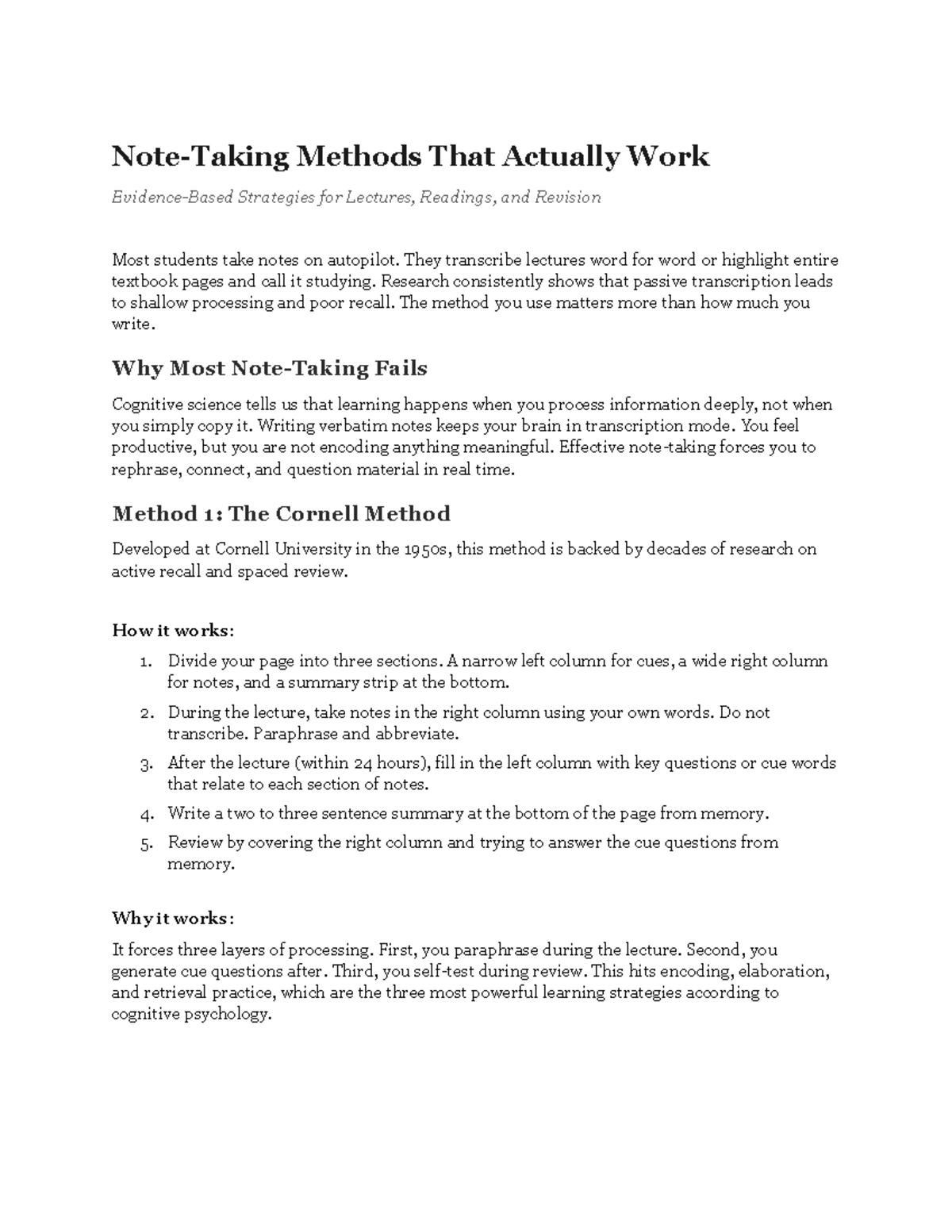 Note Taking Strategies That Actually Work for Effective Learning - Studocu