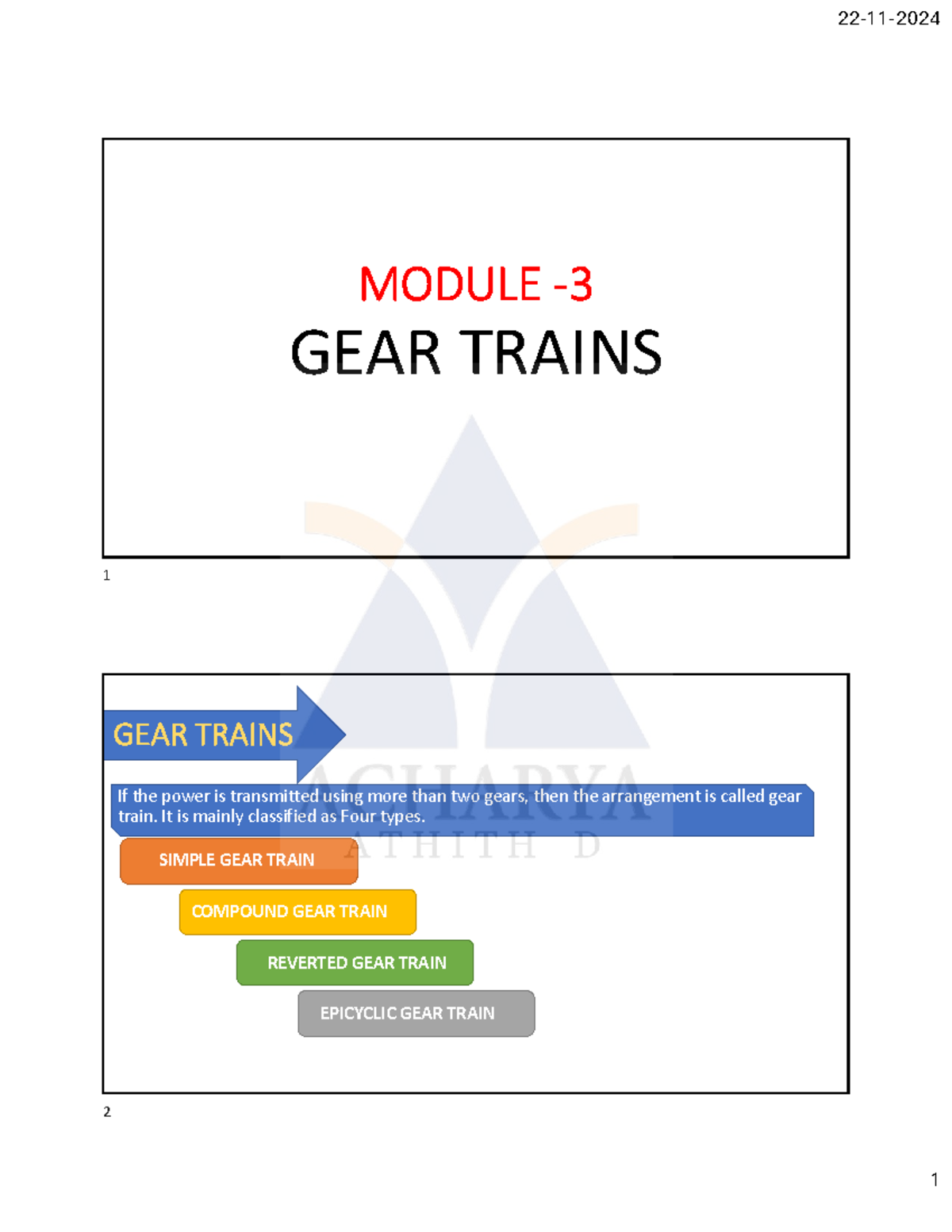 MODULE GEAR TRAINS 1: Understanding Gear Train Types and Functions ...