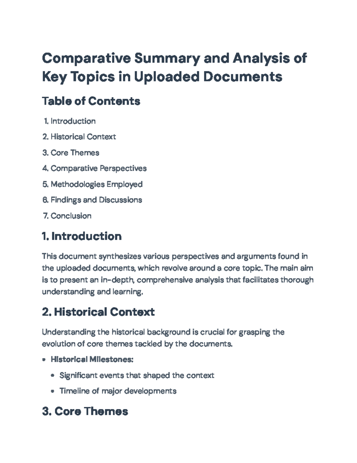 Comparative Analysis of Core Themes in Historical Contexts ...