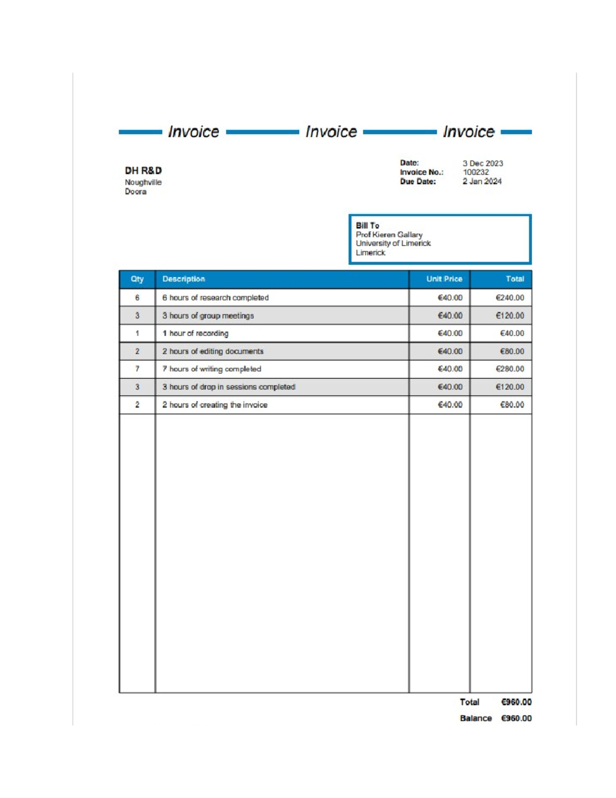 Invoice for services rendered-international business - Copy ...