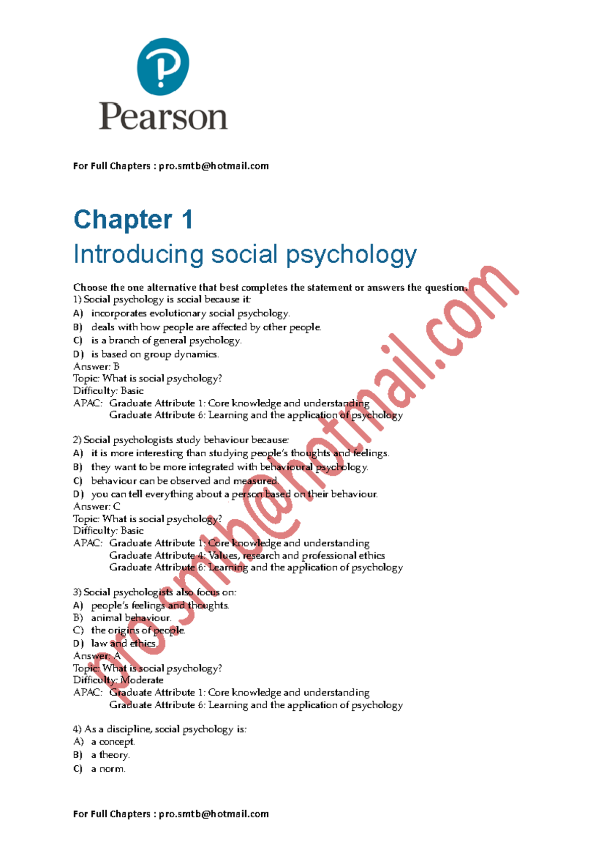 Test Bank Solutions for Social Psychology 8th Ed. (AUS) by Vaughan ...