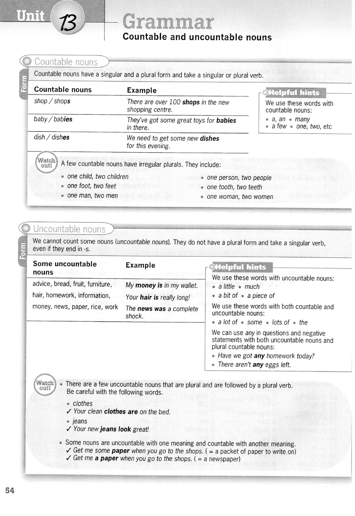 U13,14,15 - Provide basic grammar - Unit 13 Grammar Countable and ...