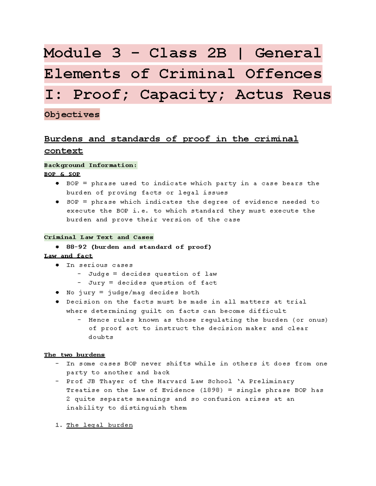 Module 3 - Mens Rea & Actus Reus: Criminal Liability Essentials - Studocu
