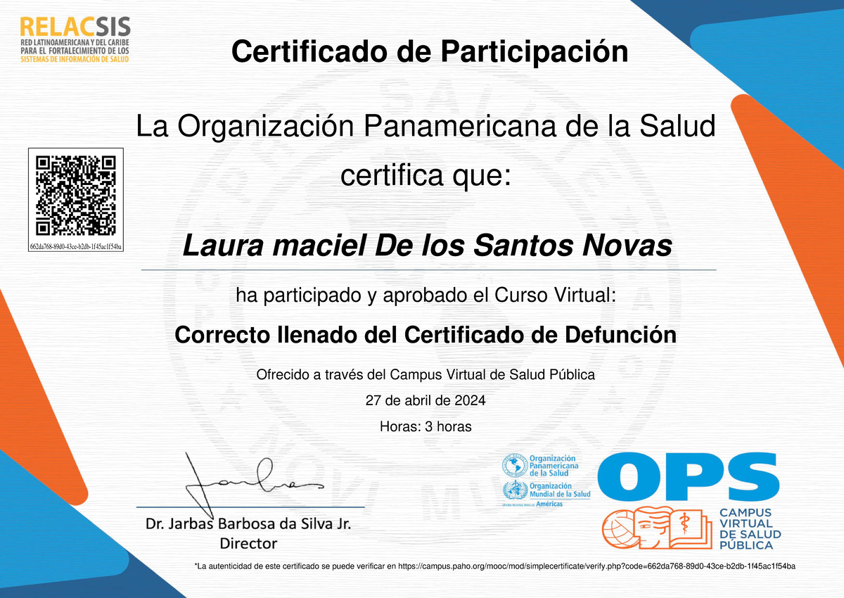 Curso virtual sobre el correcto llenado del certificado de defunción