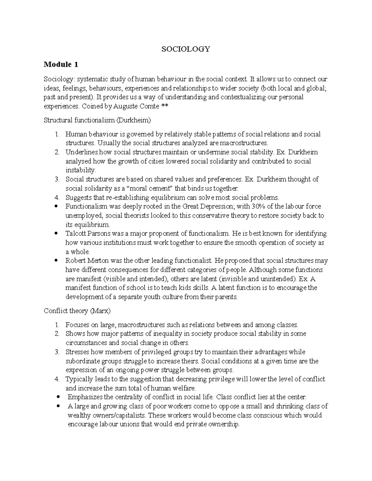 SOC 101: Module 1 Practice Questions on Sociological Theories - Studocu