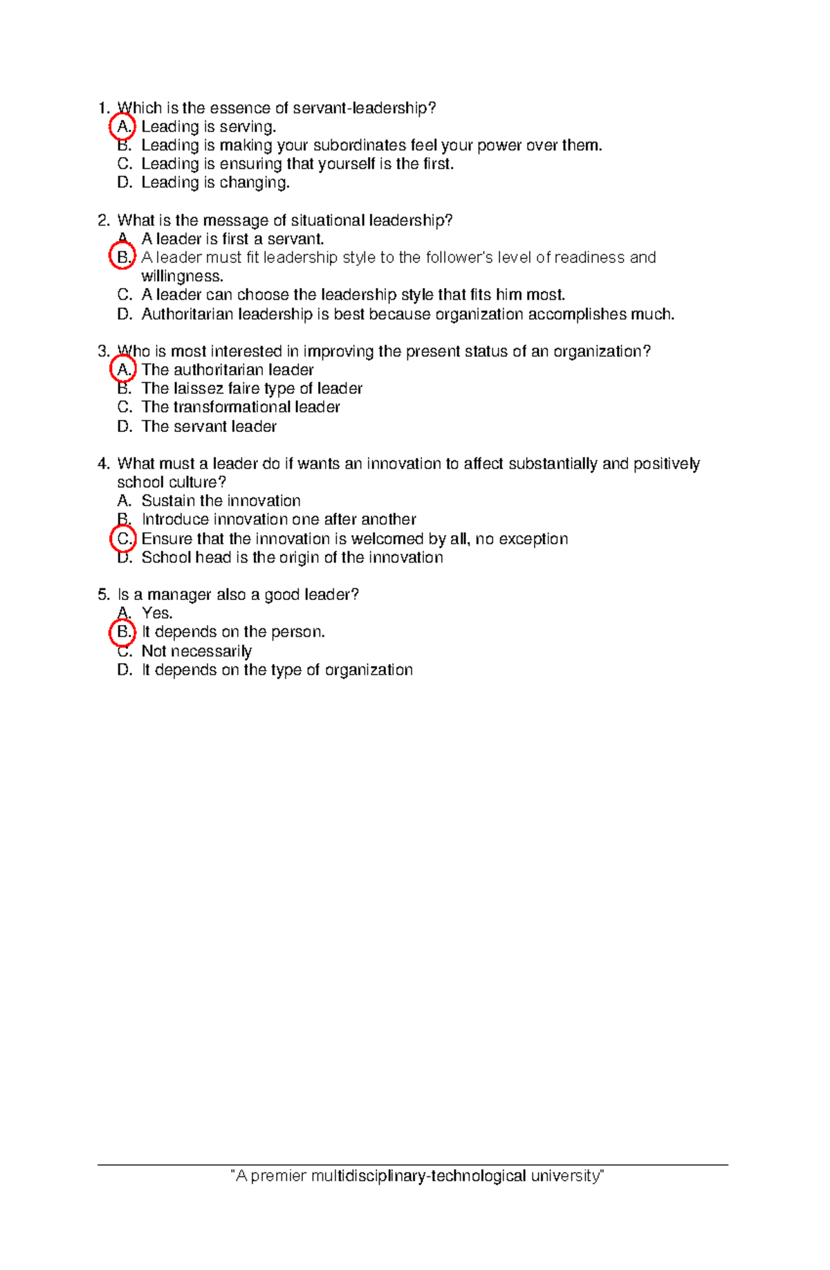 Chapter 8 Organizational Leadership