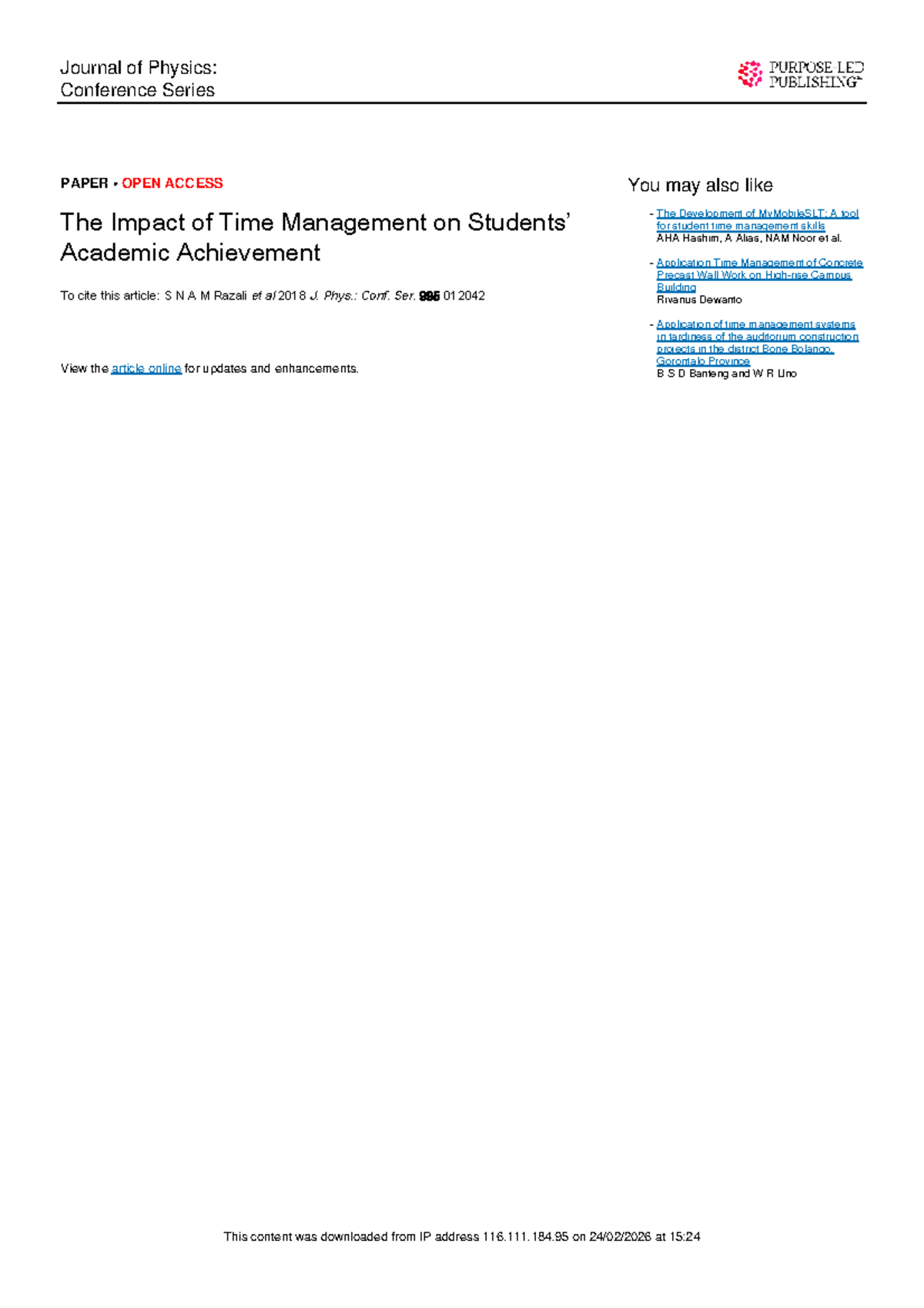 The Impact of Time Management Skills on Academic Performance: A Study ...