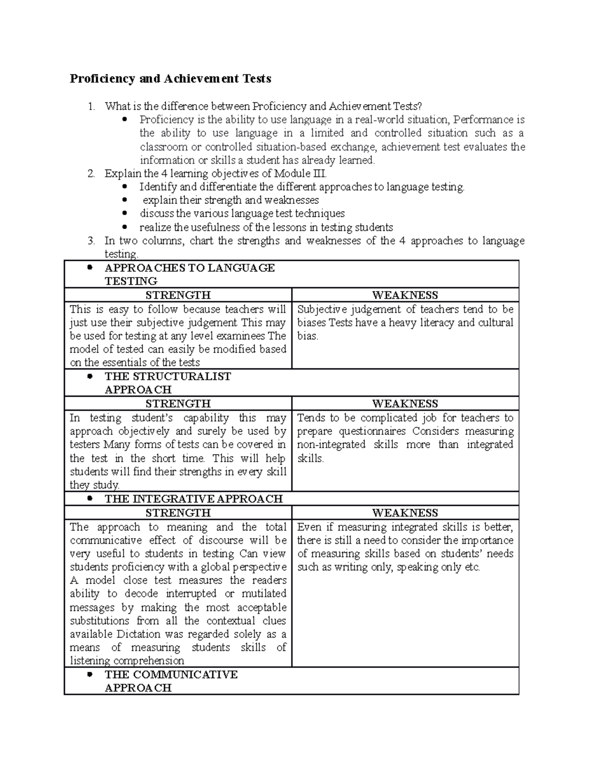 Proficiency and Achievement Tests: Approaches & Evaluations in Language ...