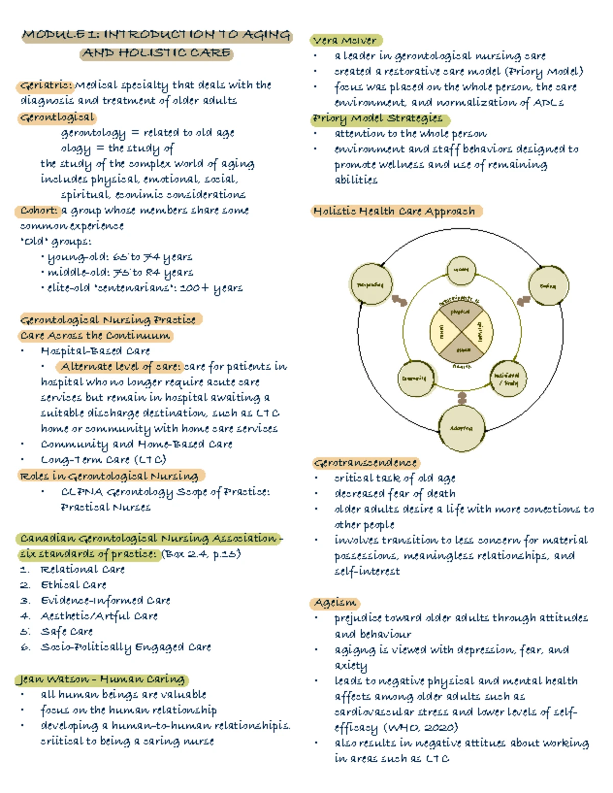 Module 2 Nursing Notes: Understanding the Aging Process and Theories ...