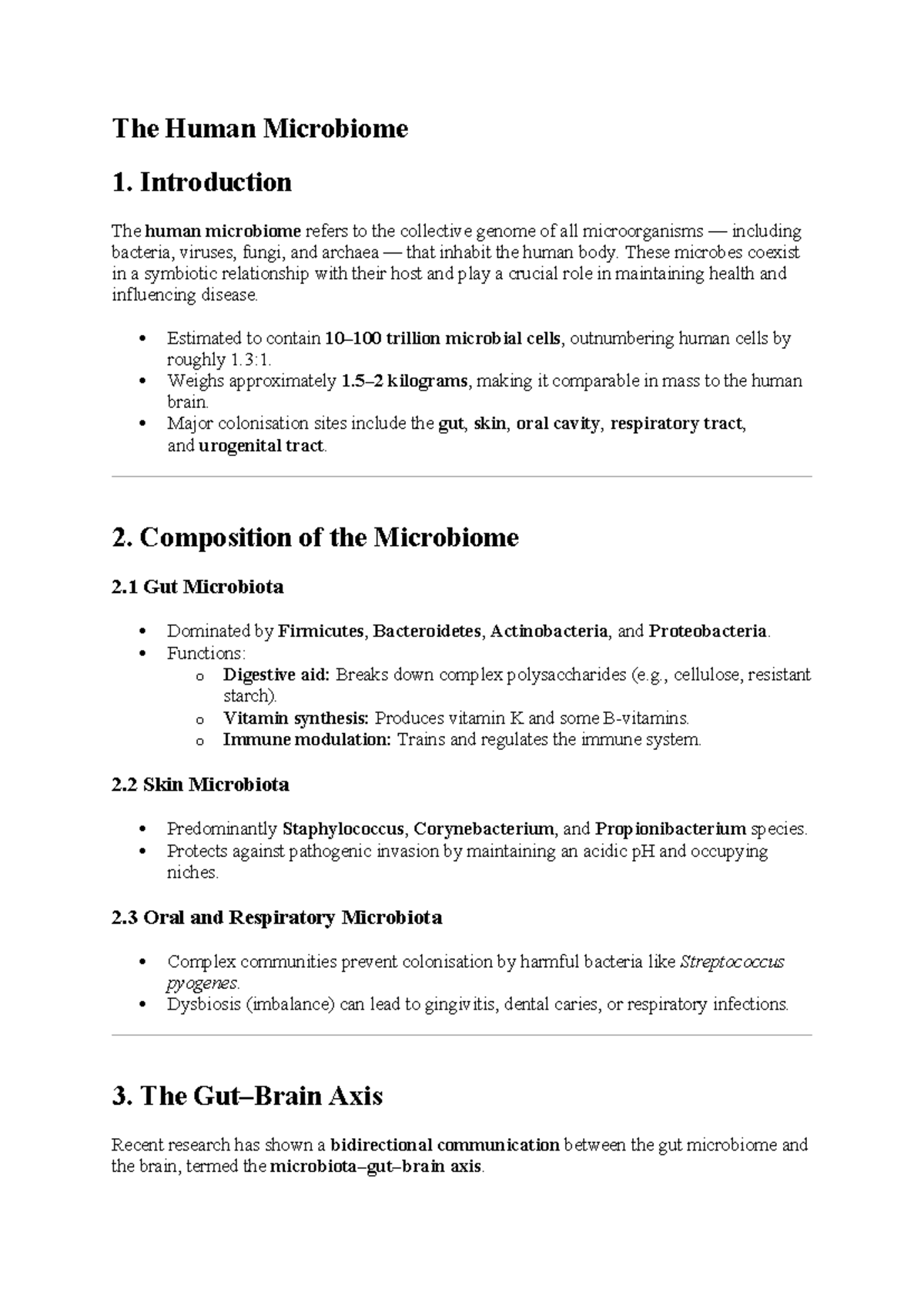 The Human Microbiome: Lecture Notes on Health & Disease - Studocu