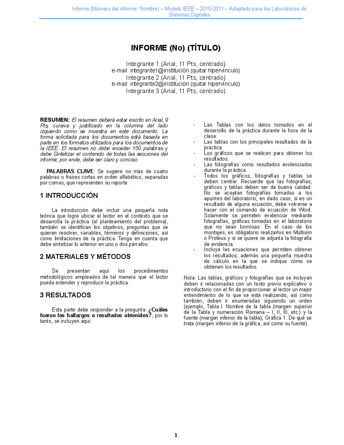 Formato de Informes IEEE – Laboratorios de Sistemas Digitales - Studocu