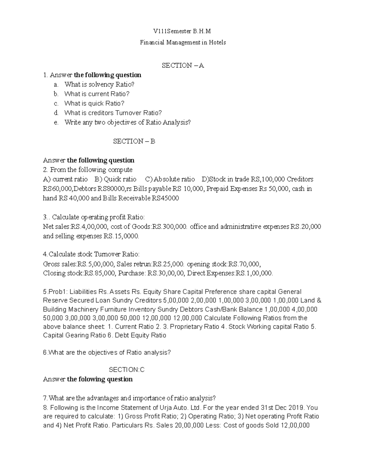 8 Semsterbhm SCHM module 4 AND 5 - V111Semester B.H Financial ...