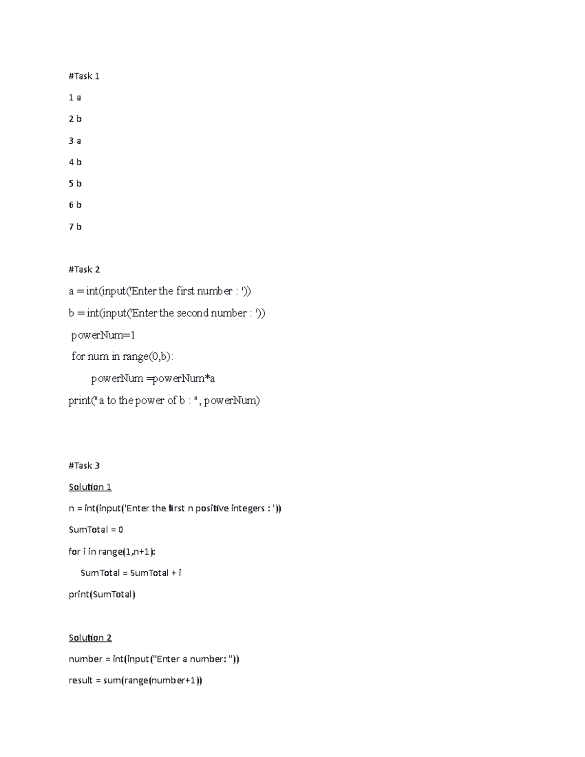 Practical 3: Python Programming Practice Solutions and Tasks - Studocu