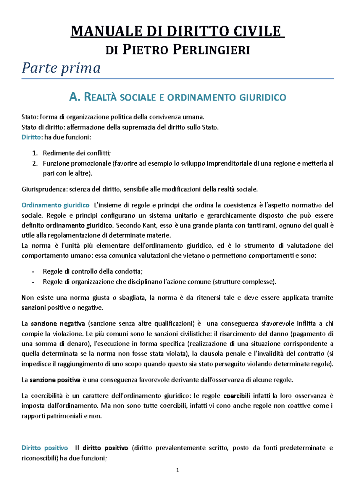 Riassunto del Manale di Diritto Privato di Pietro Perlingieri - Document Preview