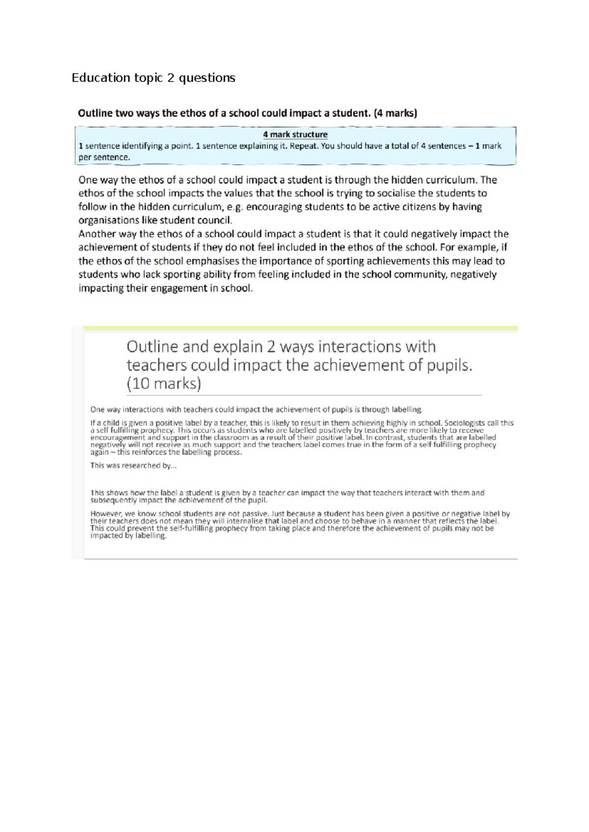 Crime AND Deviance Questions - Education topic 2 questions Outline two ...