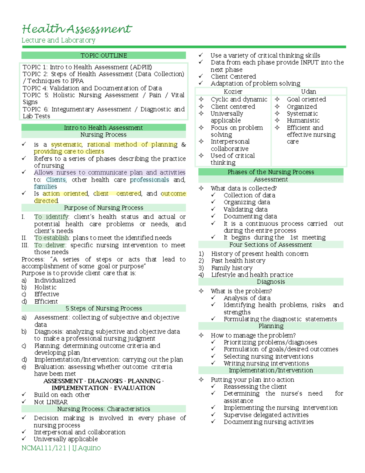 Prelims NCMA111 121 - Lecture and Laboratory TOPIC OUTLINE TOPIC 1 ...