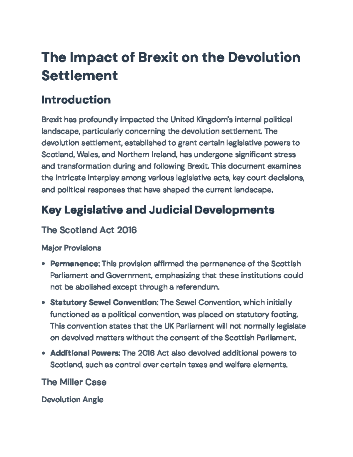 Brexit's Impact on the Devolution Settlement: Legislative Changes ...