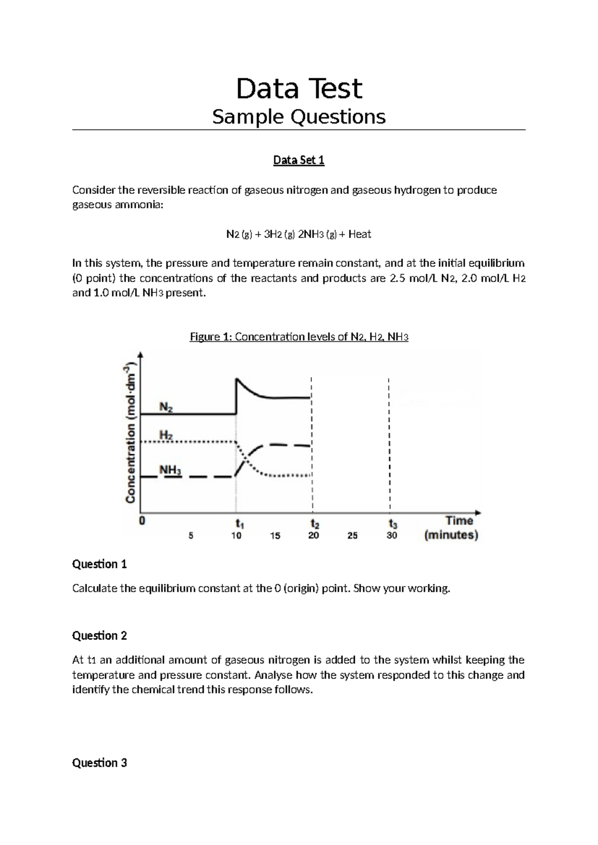 Data Test Sample Questions: Equilibrium & Titration Analysis - Studocu