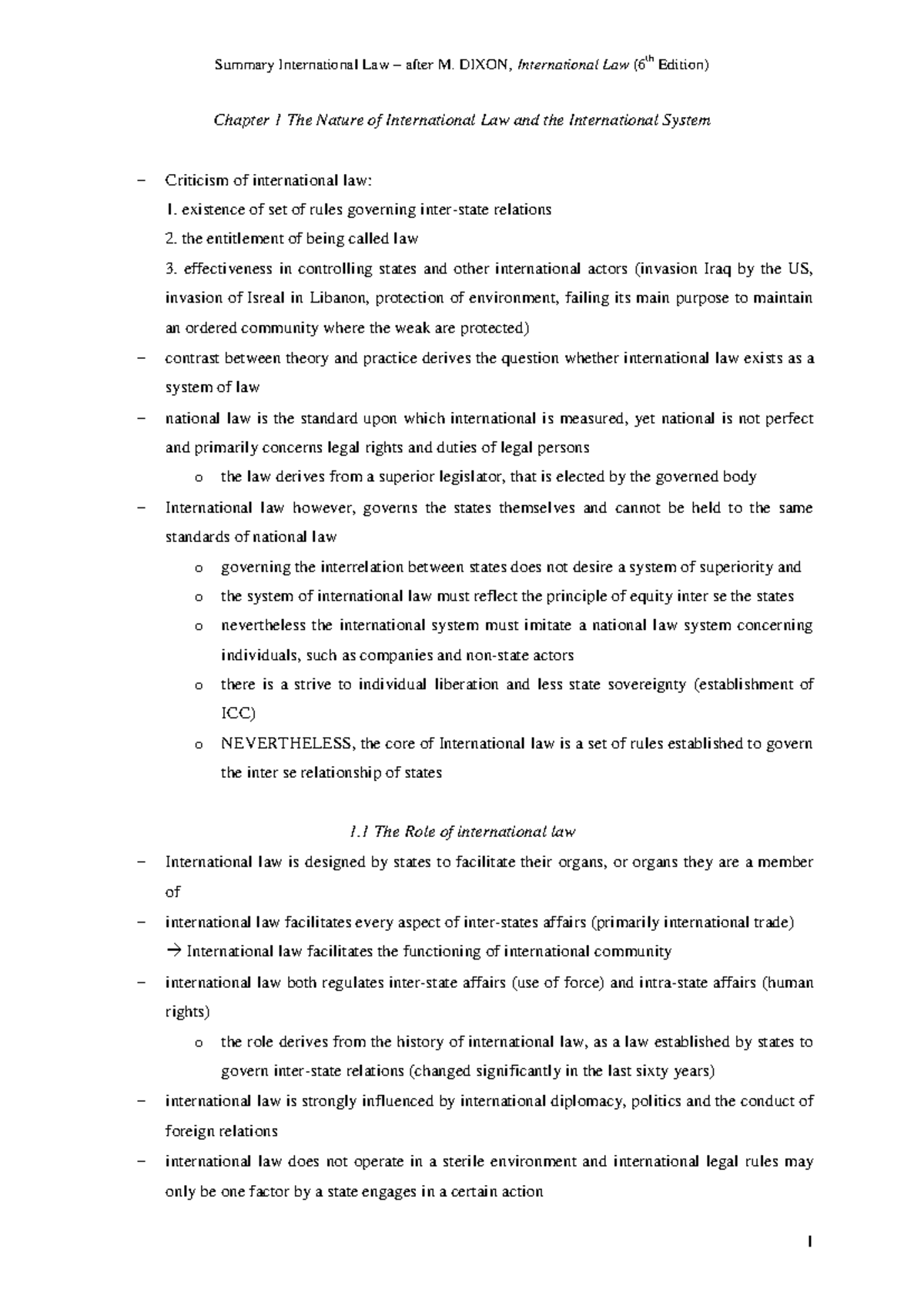 International Law: Overview & Critical Analysis - Chapter 1 Summary ...