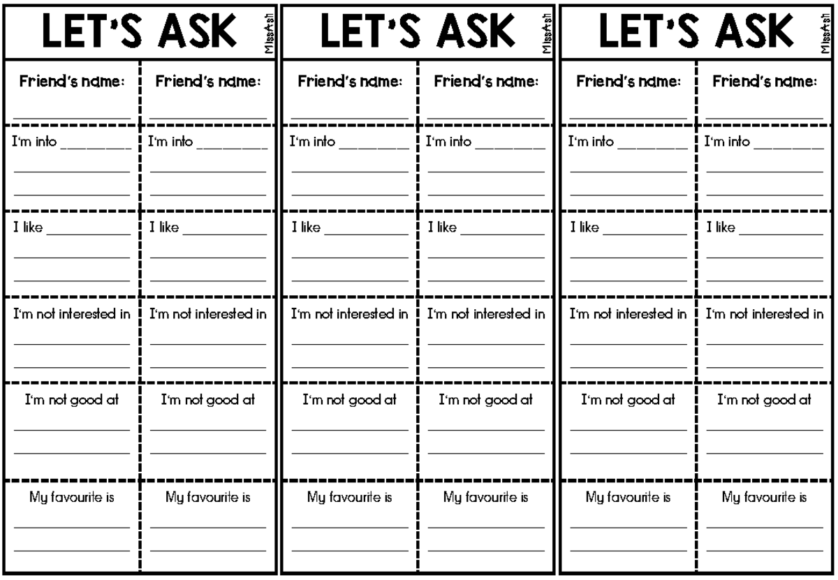ASK Task Sheet: Exploring Interests and Preferences - Studocu