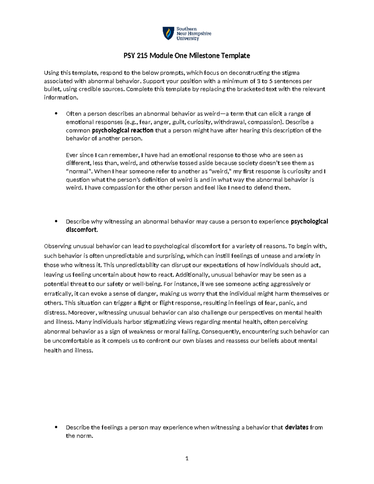 PSY 215 Milestone: Understanding Stigma in Abnormal Behavior - Studocu