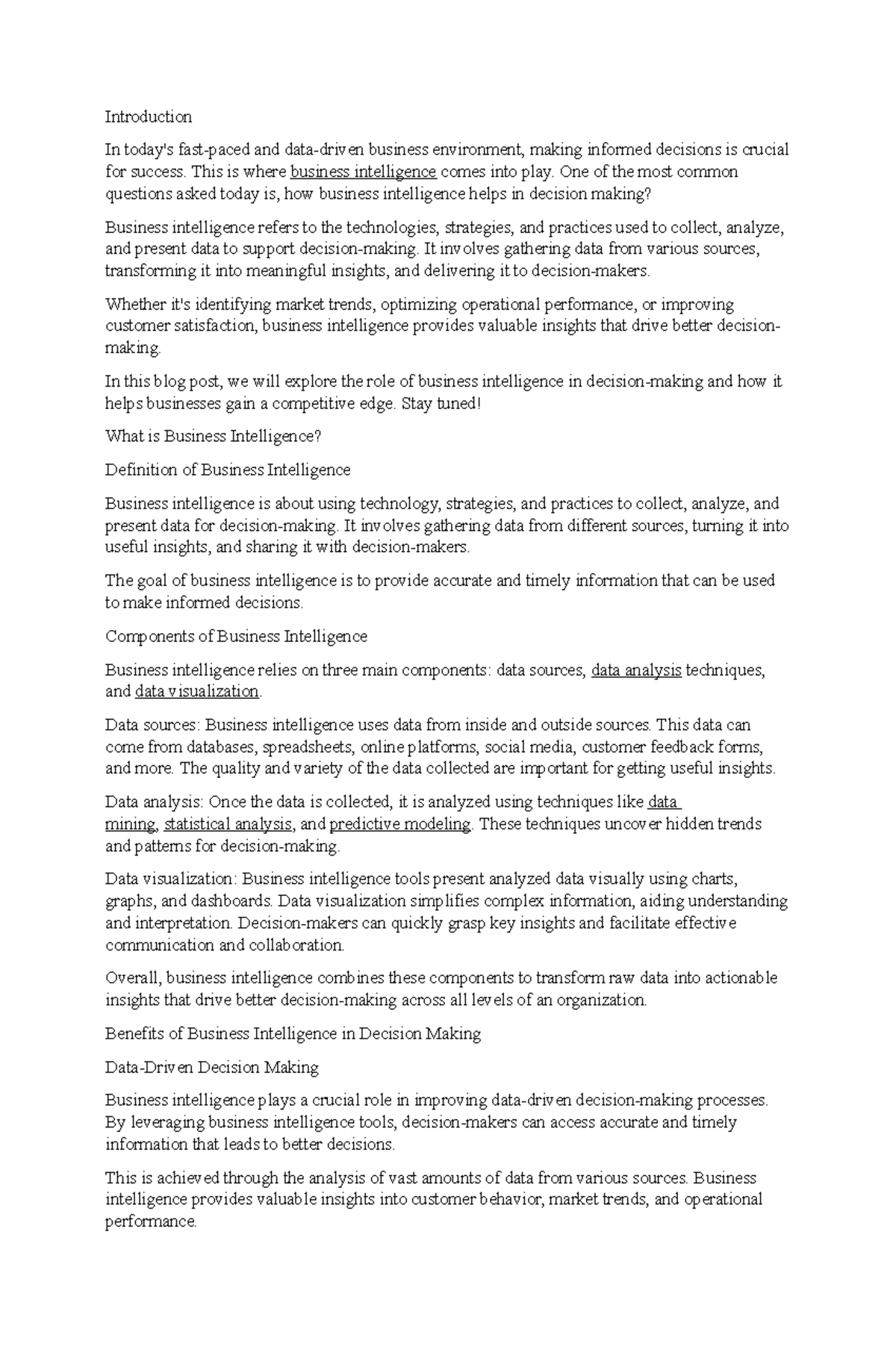 Lesson 2: Business Intelligence and Data-Driven Decision Making - Studocu