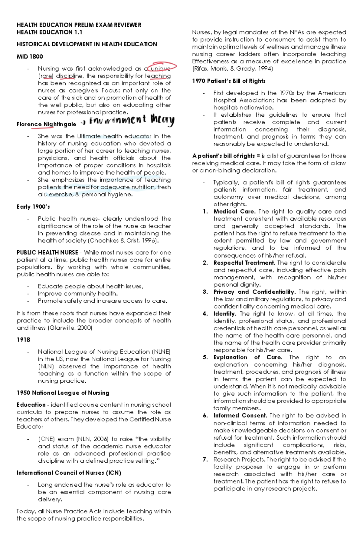 Health Education 1.1 Prelim Exam Reviewer: Historical Development in ...