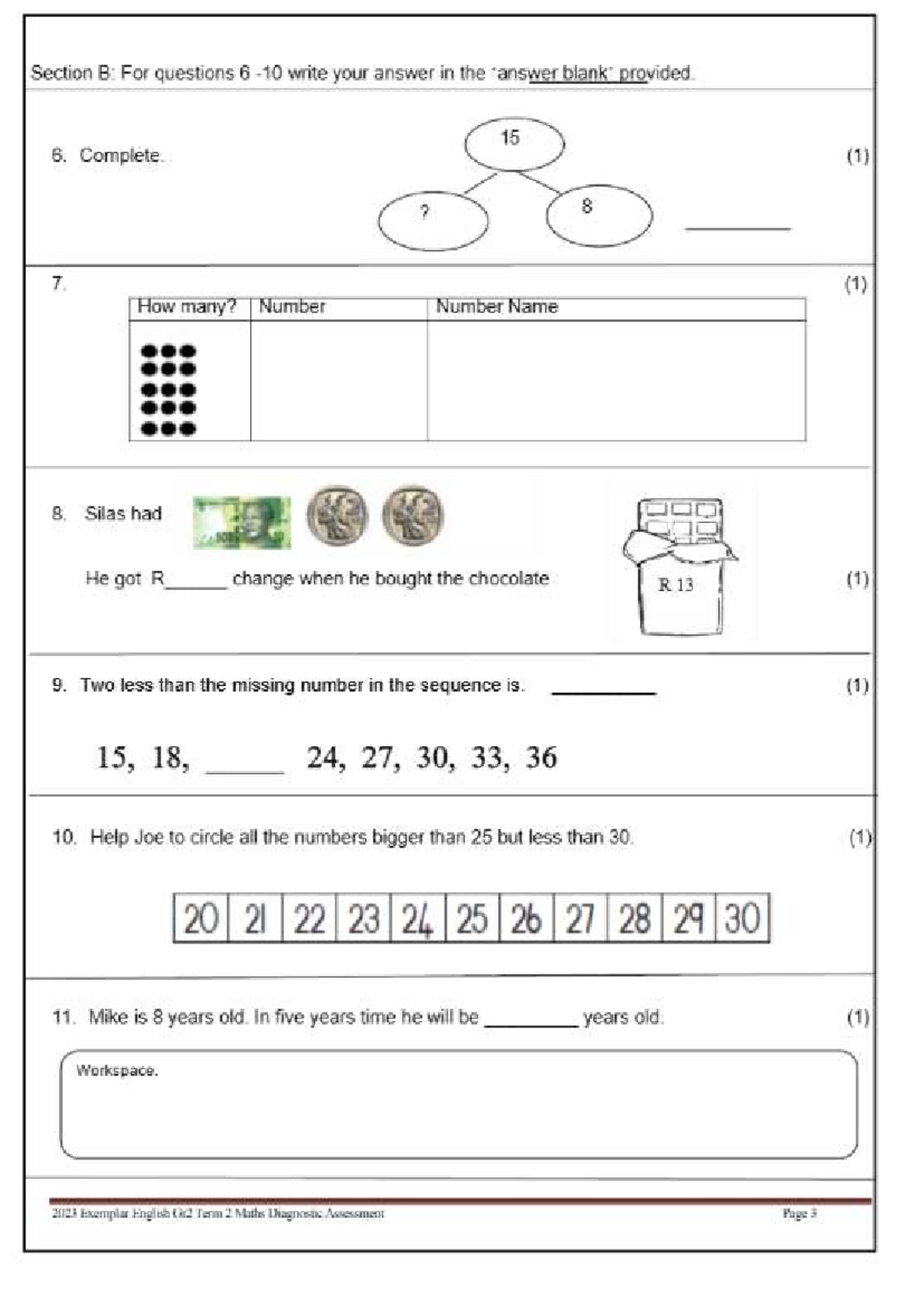 Gr2 Term 2 Maths Diagnostic Assessment - 2023 Exemplar - Studocu