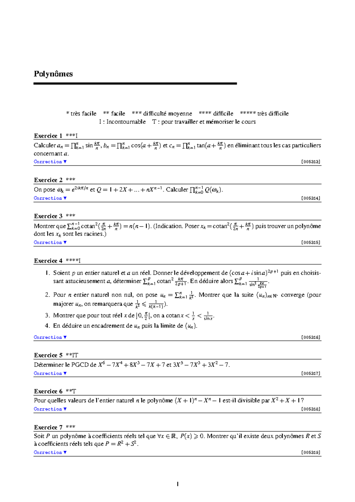 Polynômes- Exercices de mathématiques - Exo Polynômes Exercices de Jean ...