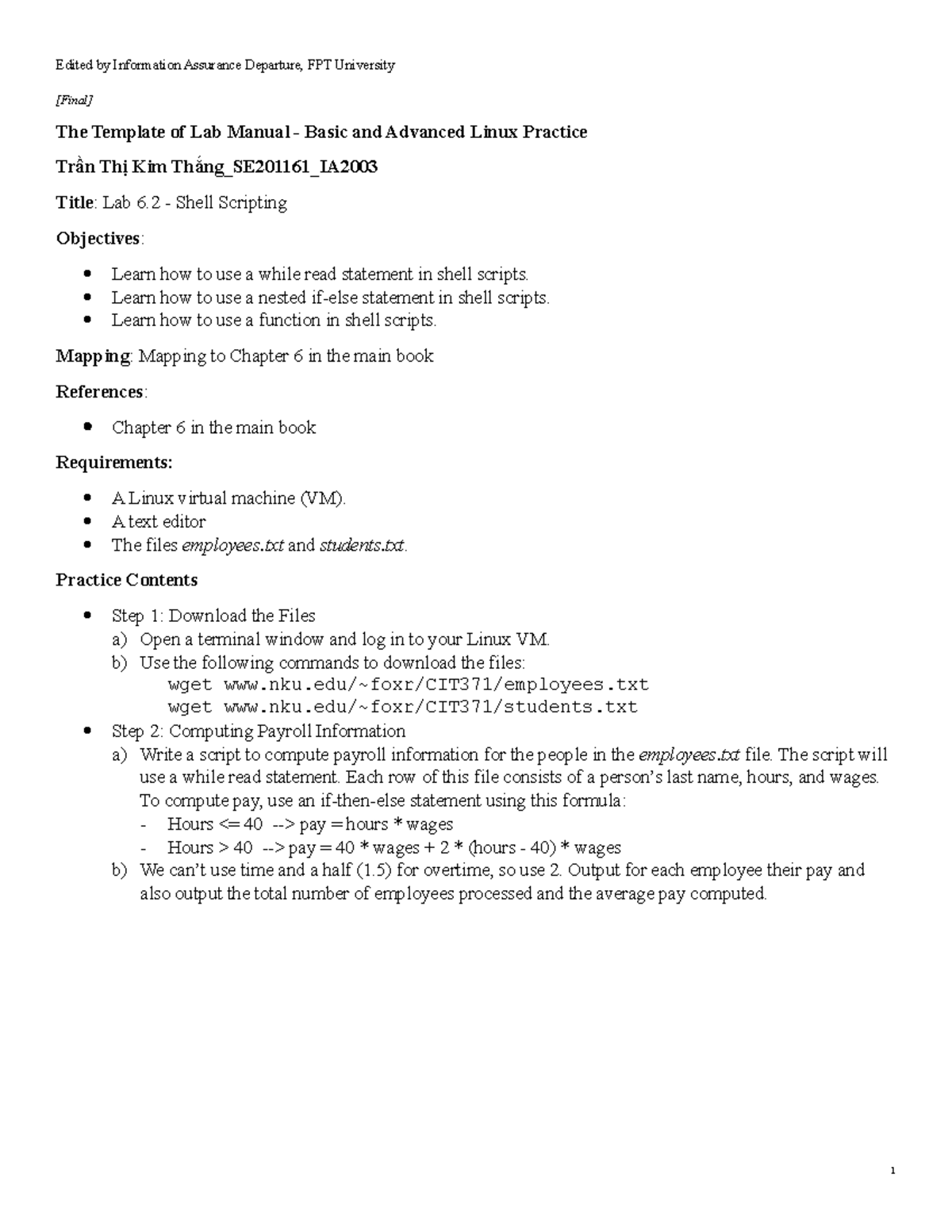 Lab 06 - Shell Scripting Techniques for IA2003 - Studocu