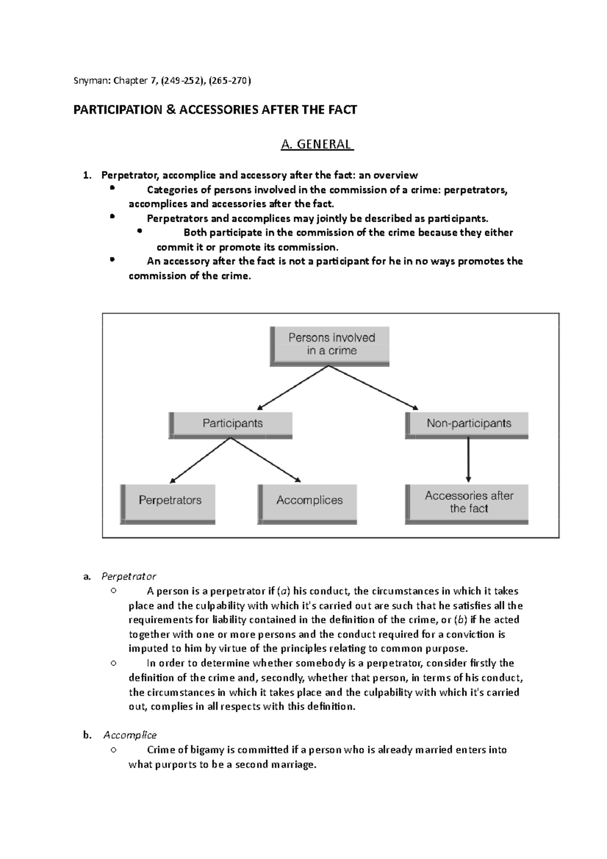 Participation After the Fact - Snyman Textbook Summary - LAWS 2014 ...