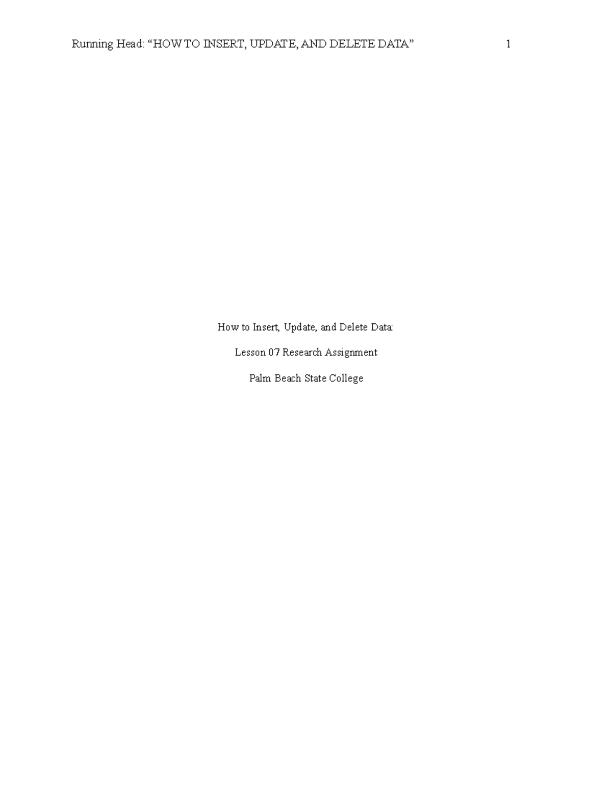 Lesson 07 - Research Assignment on SQL Data Manipulation - Studocu