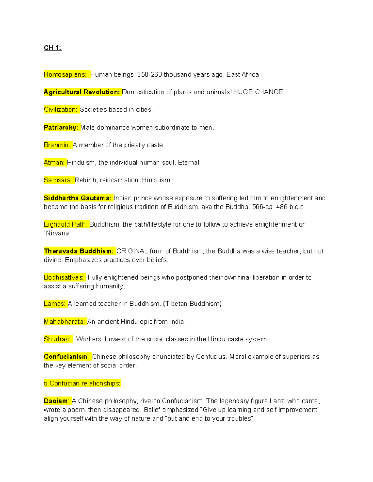 CH 2: Varieties of Civilizations - Key Concepts and Vocabulary - Studocu