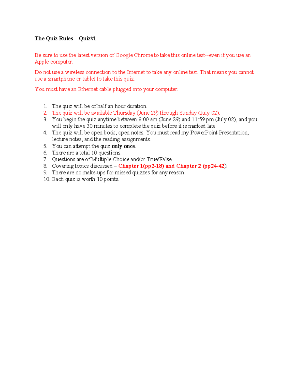 Quiz Rules #1 - Important Guidelines for Online Quiz - Studocu
