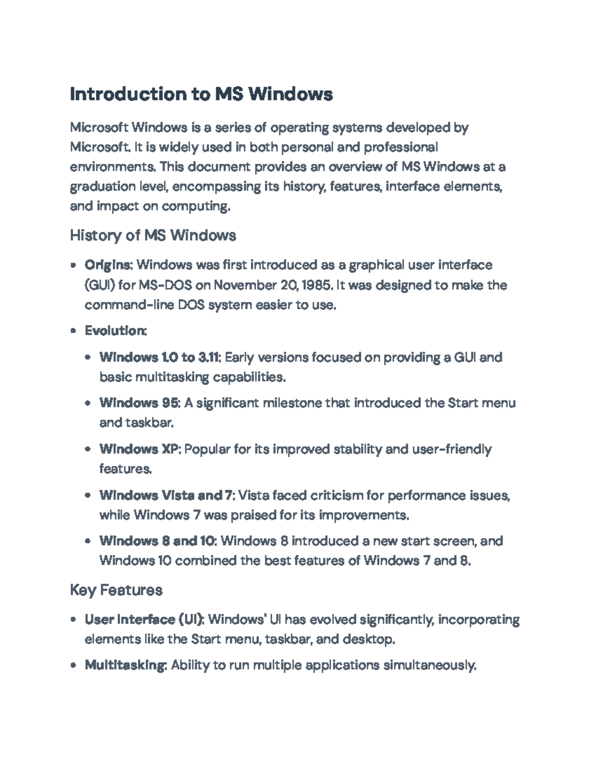 Overview of Microsoft Windows: History, Features, and Impact ...