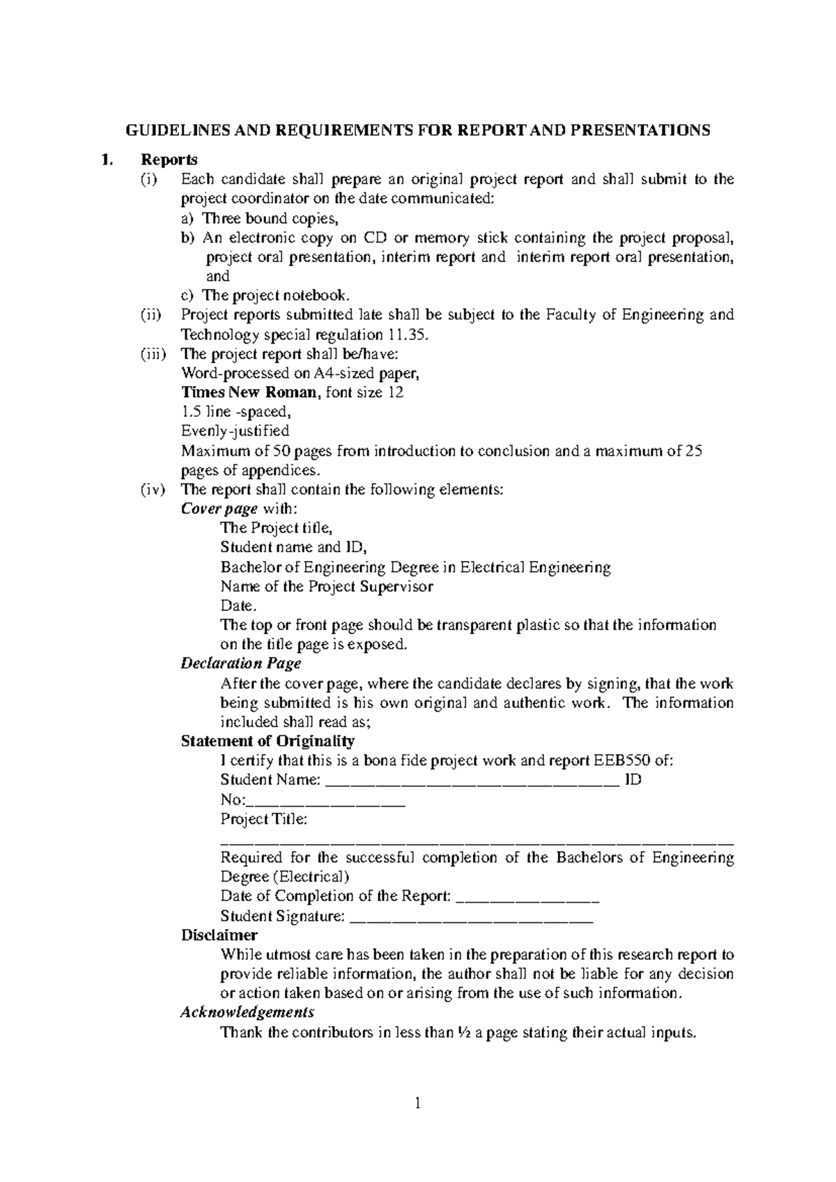 EEB550 Project Report Guidelines and Presentation Requirements - Studocu