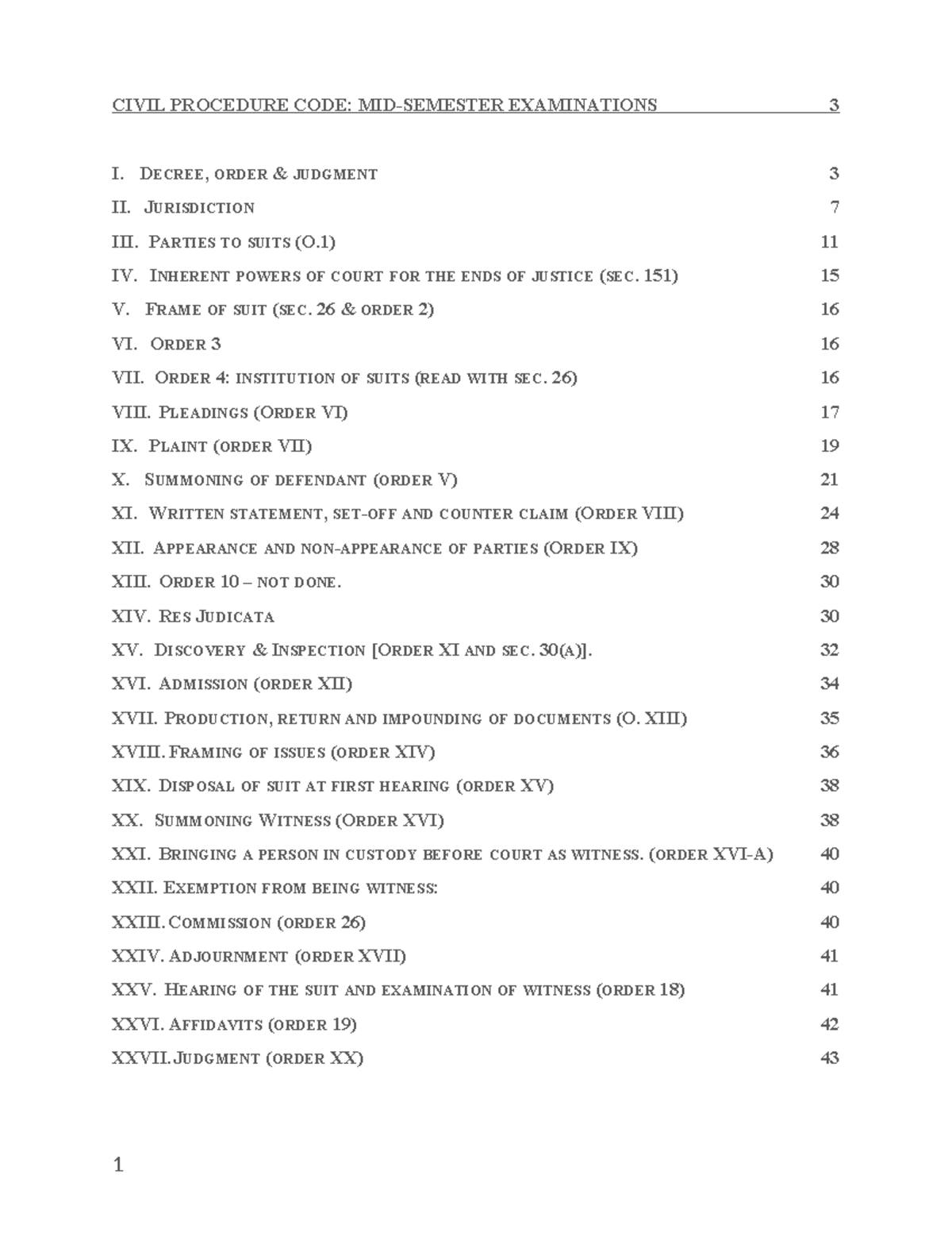 CPC 101: Mid-Semester Lecture Notes on Civil Procedure Code - Studocu