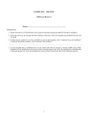 MATH 2341 Exam 1 Review: Differential Equations and Applications - Studocu